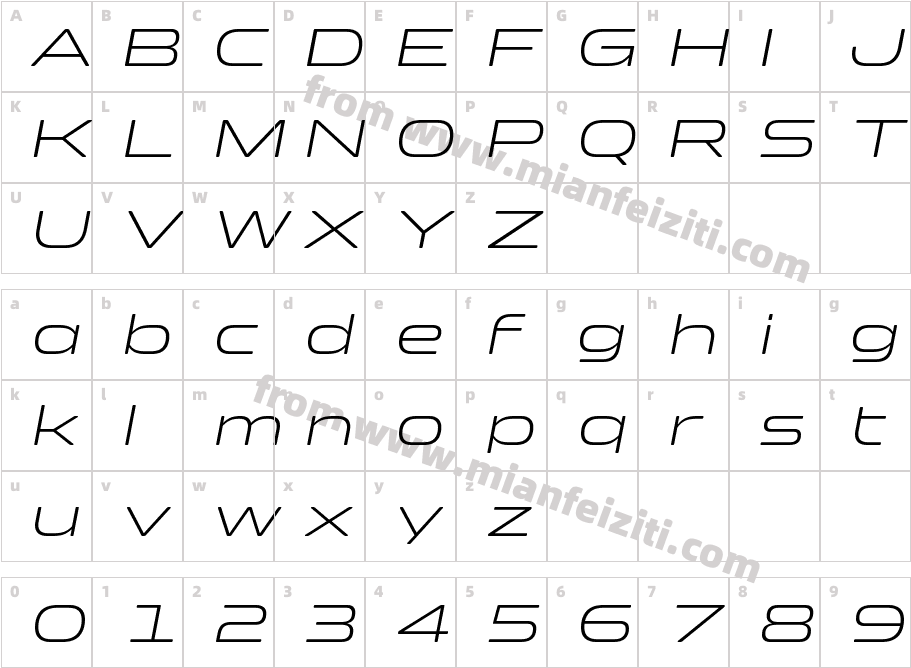 Clonoid Light Italic字体字体映射图