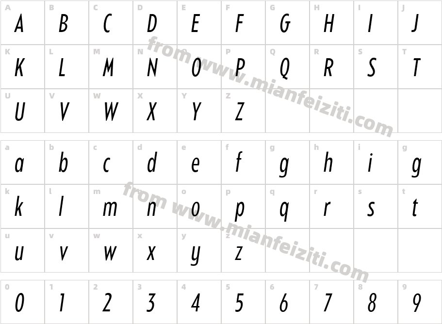 Balgin Regular Condensed Italic字体字体映射图