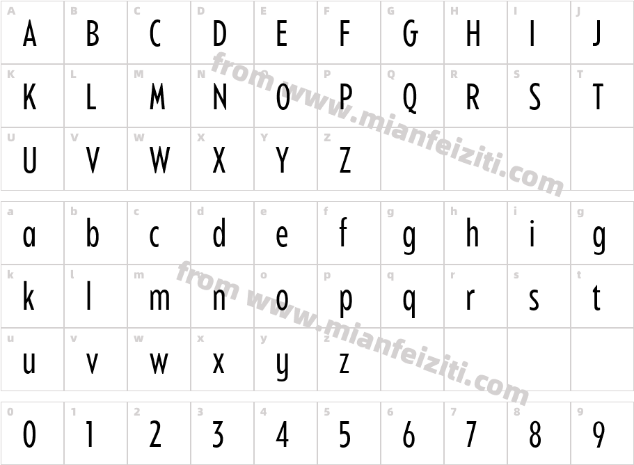 Balgin Regular Condensed字体字体映射图