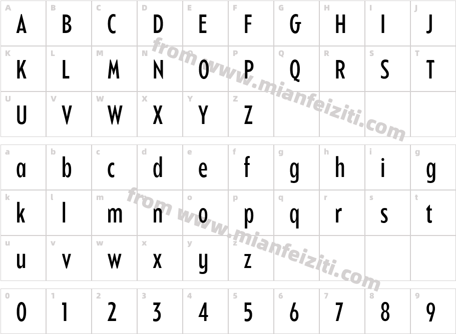 Balgin SemiBold Condensed字体字体映射图