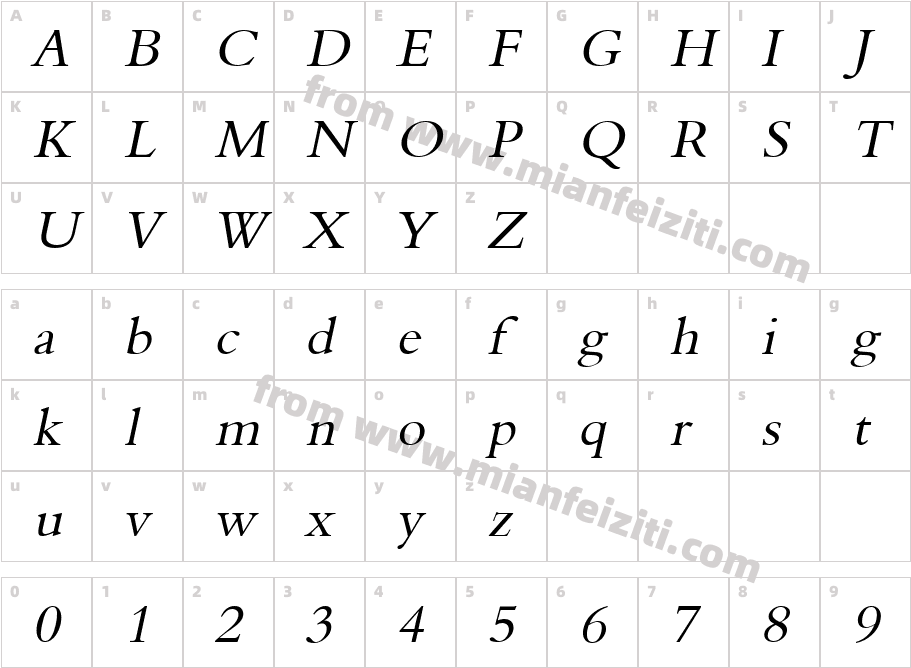 Naline Italic字体字体映射图