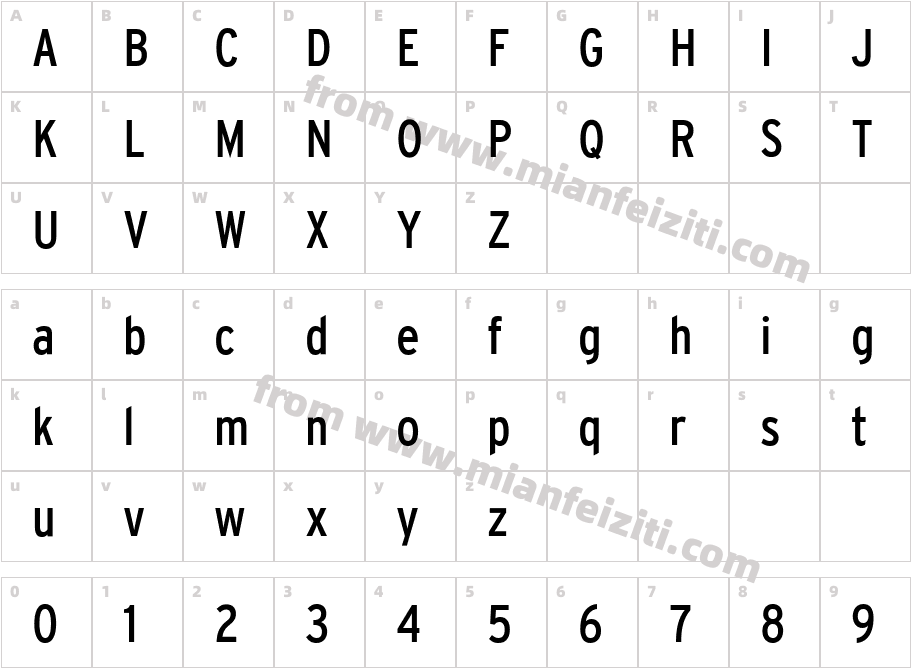 Interstate-Regular Condensed字体字体映射图