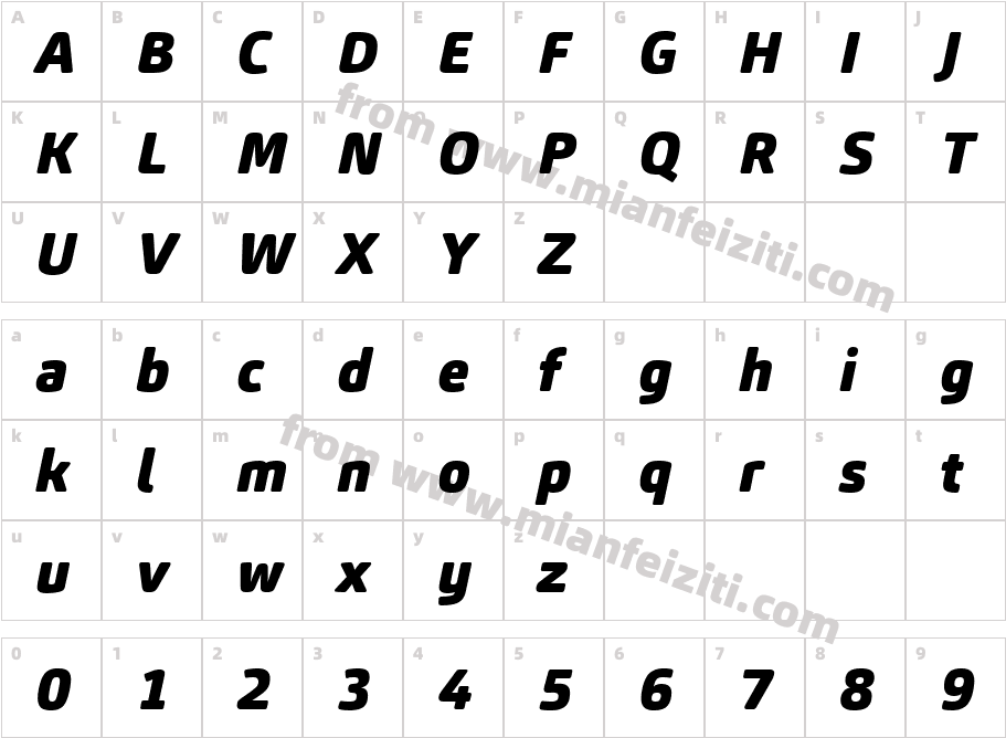 Carnas W03 Black Italic字体字体映射图