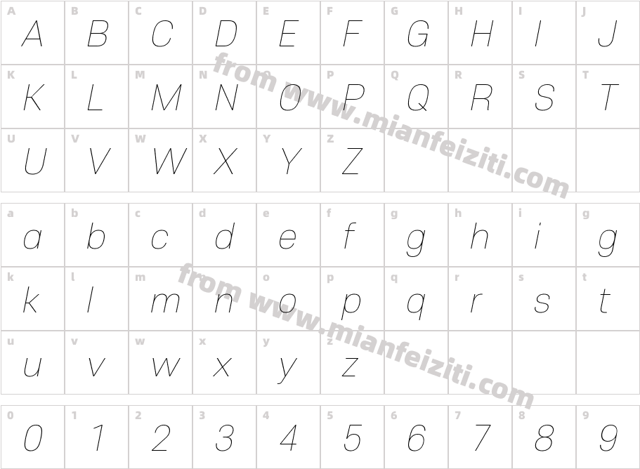 Core Sans E W01 15 Thin Italic字体字体映射图