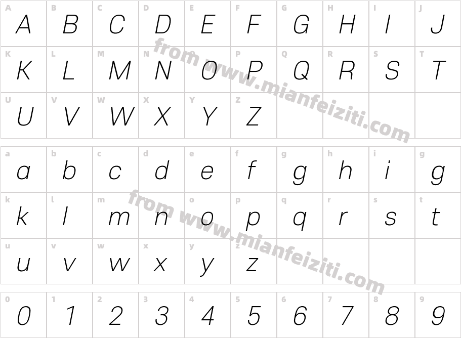 Core Sans E W01 25 XLight It字体字体映射图