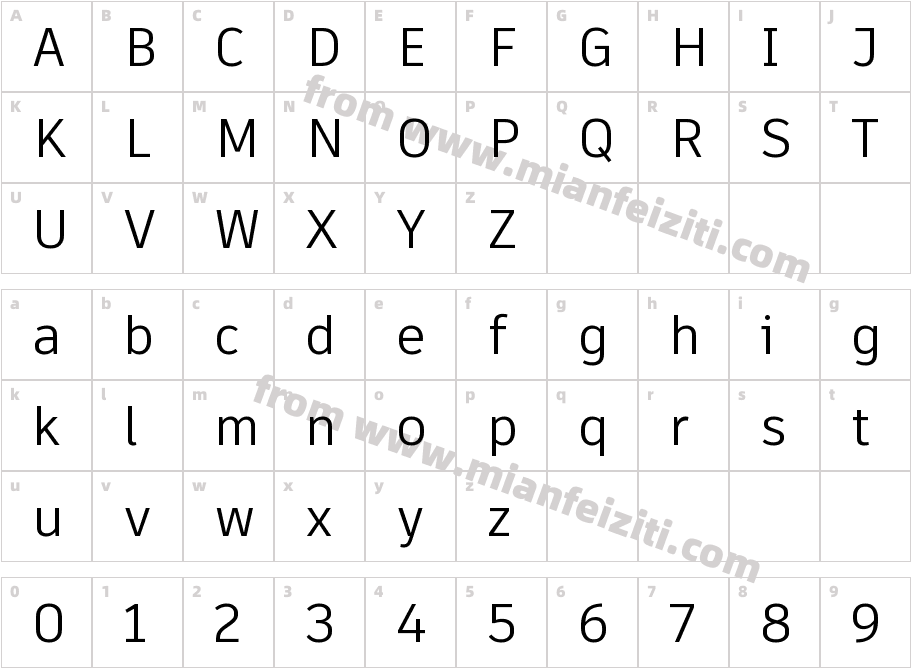 Artifakt Element Regular字体字体映射图