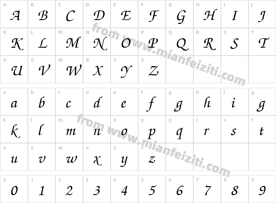 VnZapfMedium2 Italic字体字体映射图