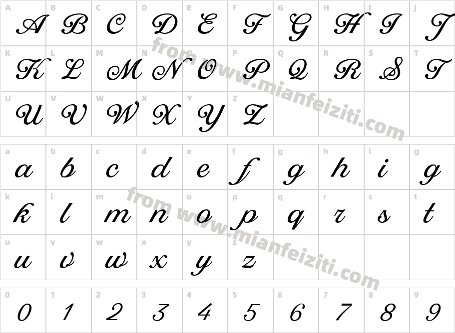 Tropiline Script SemiBold字体字体映射图