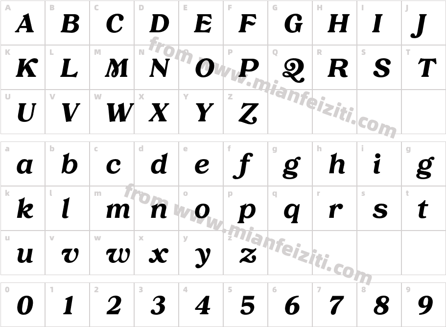 Tropiline-ExtraBoldItalic字体字体映射图