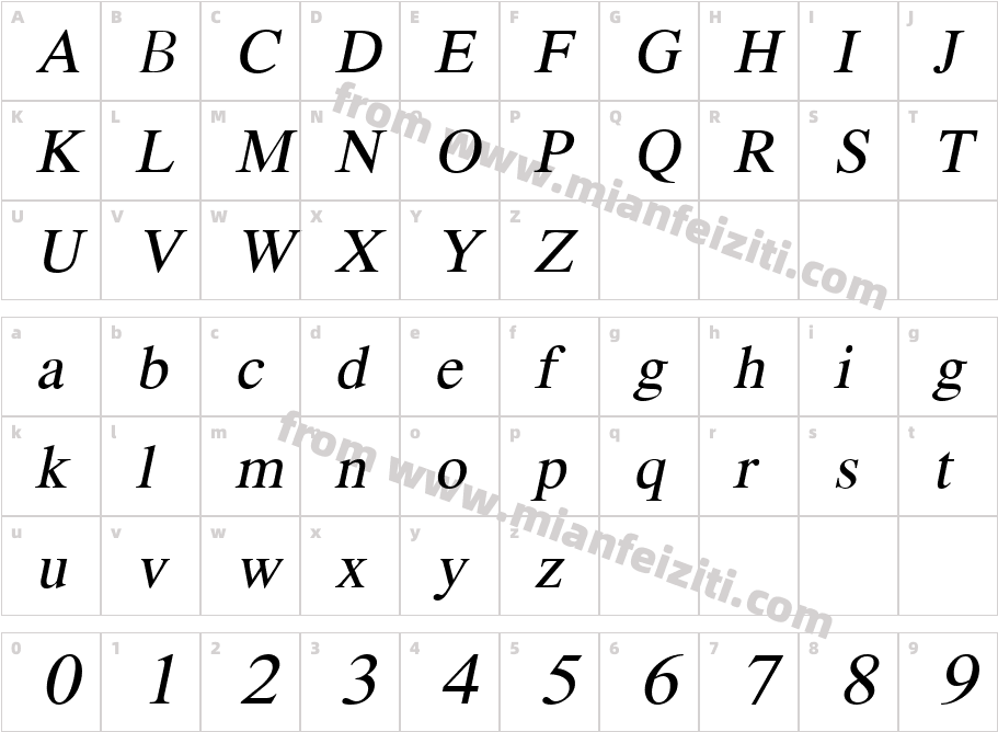 GIST-TLOTKrishna Italic字体字体映射图