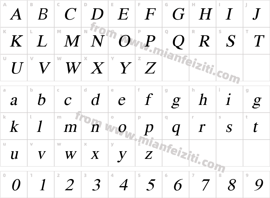 GIST-TLOTMenaka Italic字体字体映射图