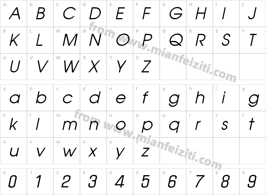 GIST-TLOTVennela Italic字体字体映射图