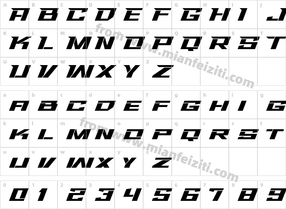 Trinos-Stencil字体字体映射图