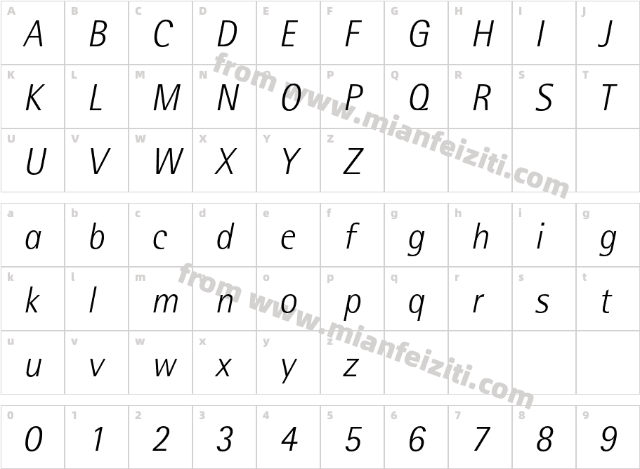 RotisSemiSansProCyr-LightIta字体字体映射图