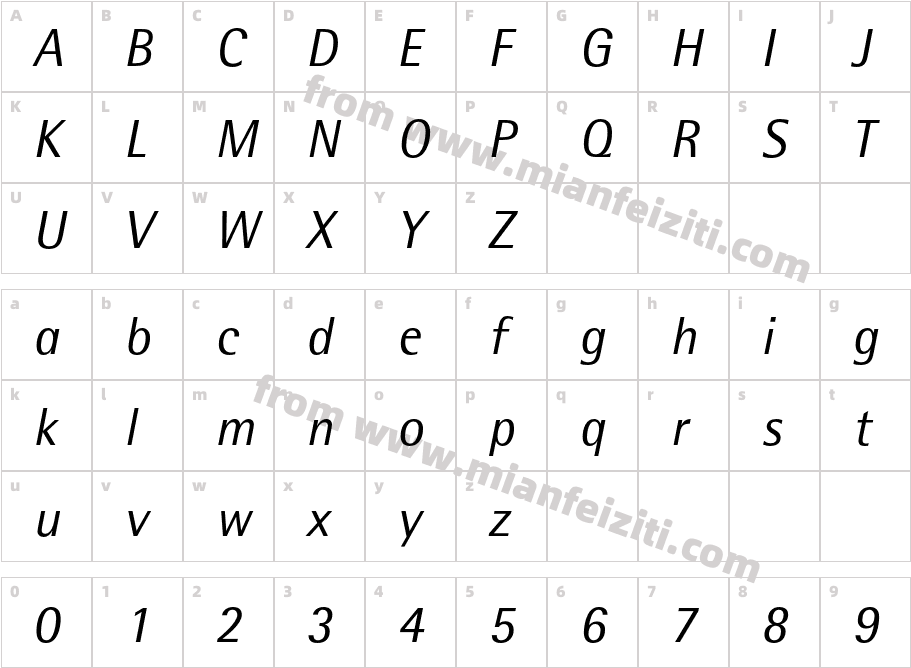 RotisSemiSansStd-Italic字体字体映射图
