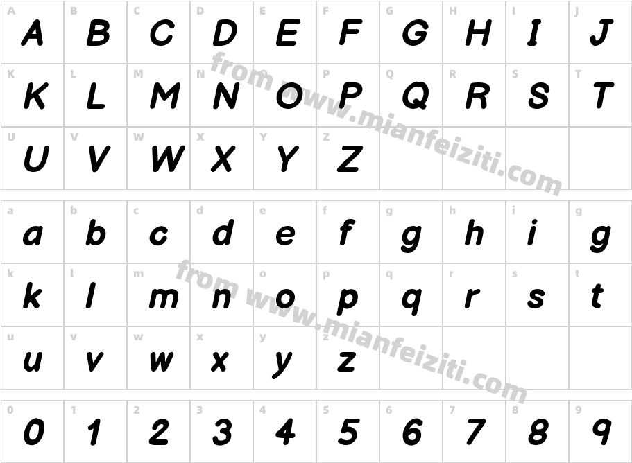 Balsamiq Sans Bold Italic字体字体映射图