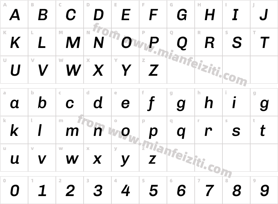 Chivo Medium Italic字体字体映射图