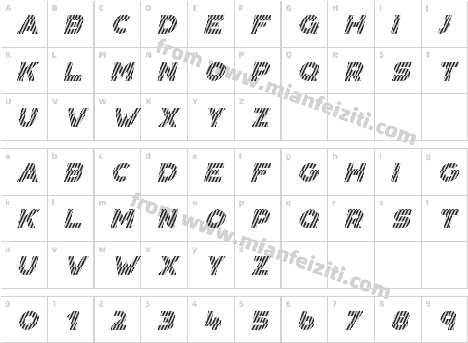 Portico Diagonal Oblique字体字体映射图