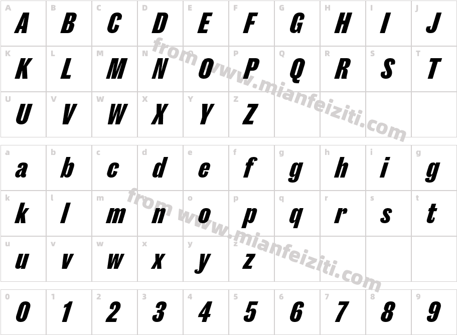 Caslon Doric CondensedTrial ExtboldIt字体字体映射图