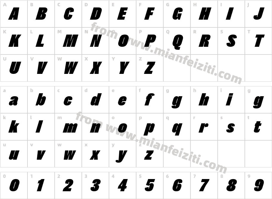 Caslon Doric CondensedTrial FatItalic字体字体映射图