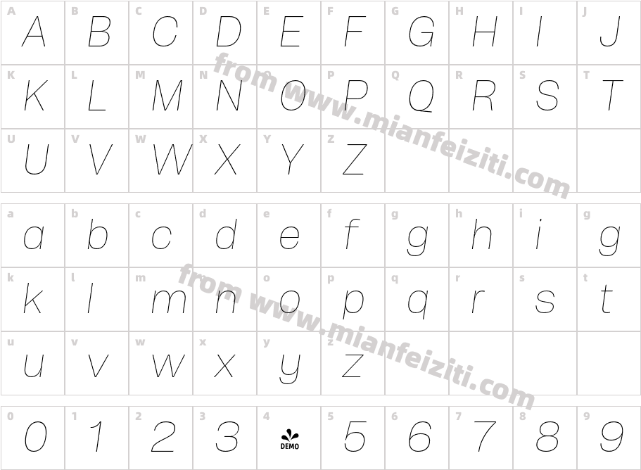 FSD Herokid ItalicThinRegular字体字体映射图