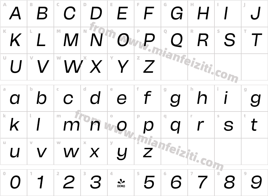 FSD Herokid ItalicWideRegular字体字体映射图