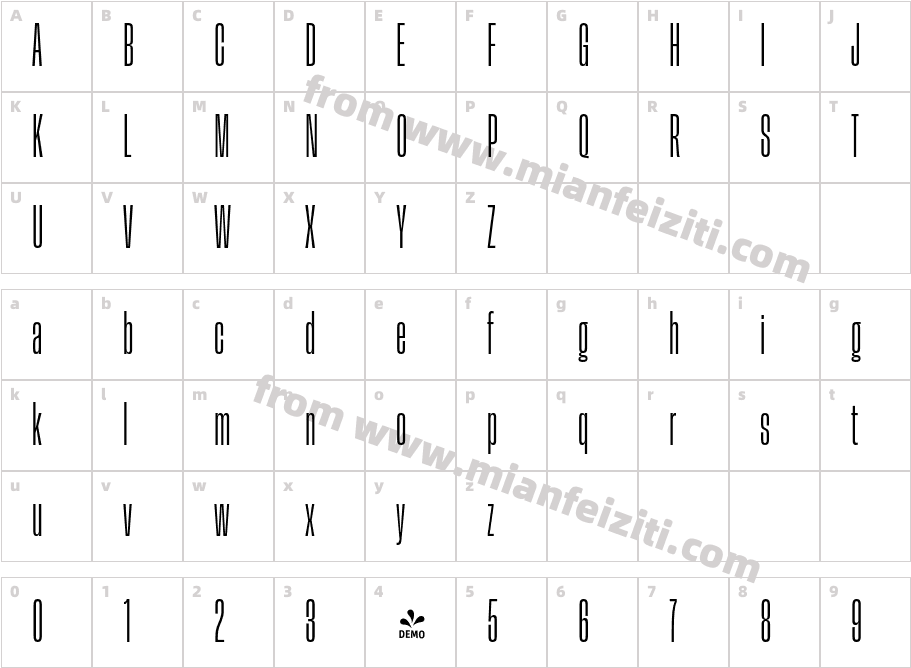 FSD Herokid LightUltraCondensedRegular字体字体映射图