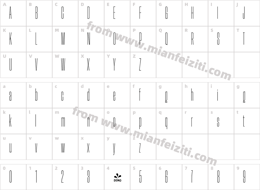 FSD Herokid ThinUltraCondensedRegular字体字体映射图