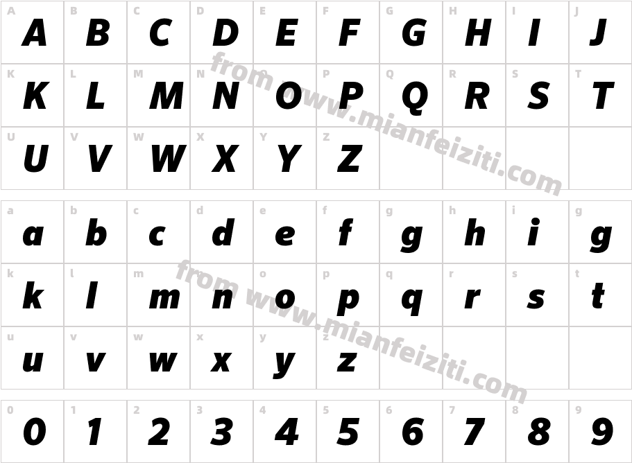 SeroPro-BlackItalic字体字体映射图