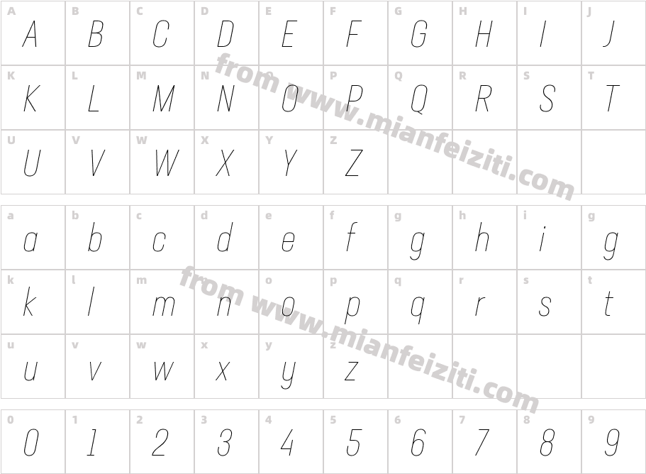 NeusaNextPro-CompactThinIta字体字体映射图
