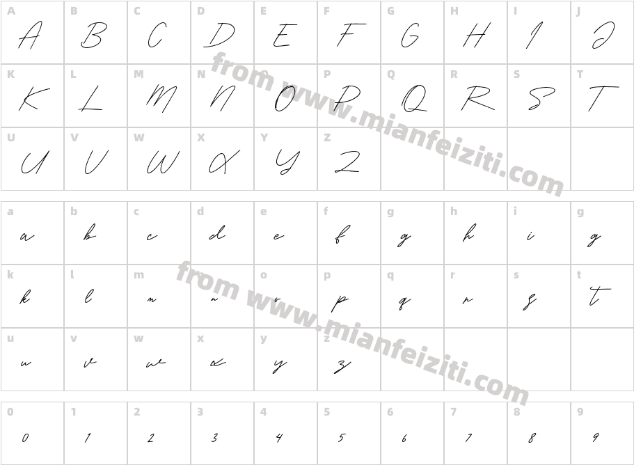 Rosletta字体字体映射图