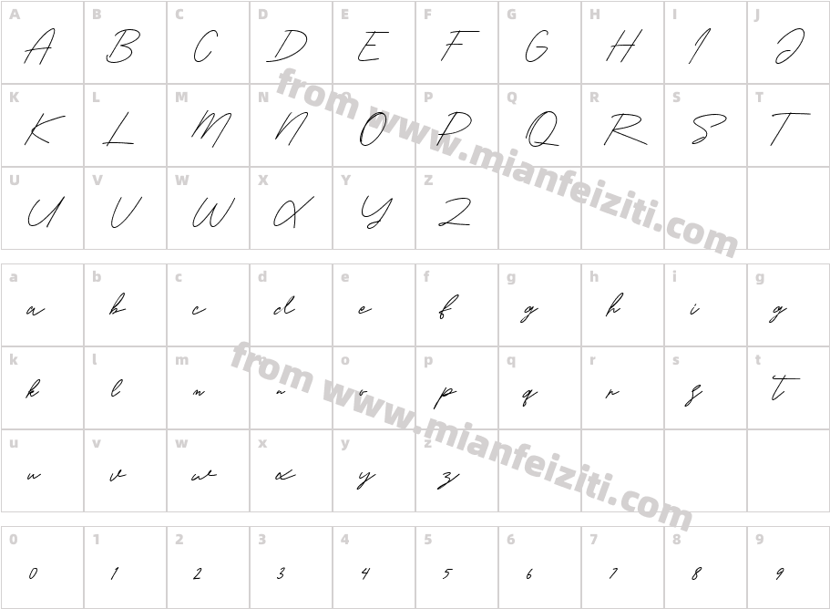 Rosletta字体字体映射图