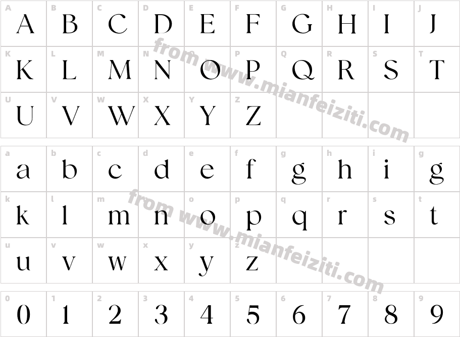 Ariane Coachella Thin字体字体映射图