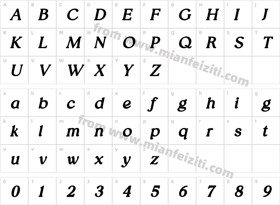 ArianeCoachella-ExtBdIta字体字体映射图