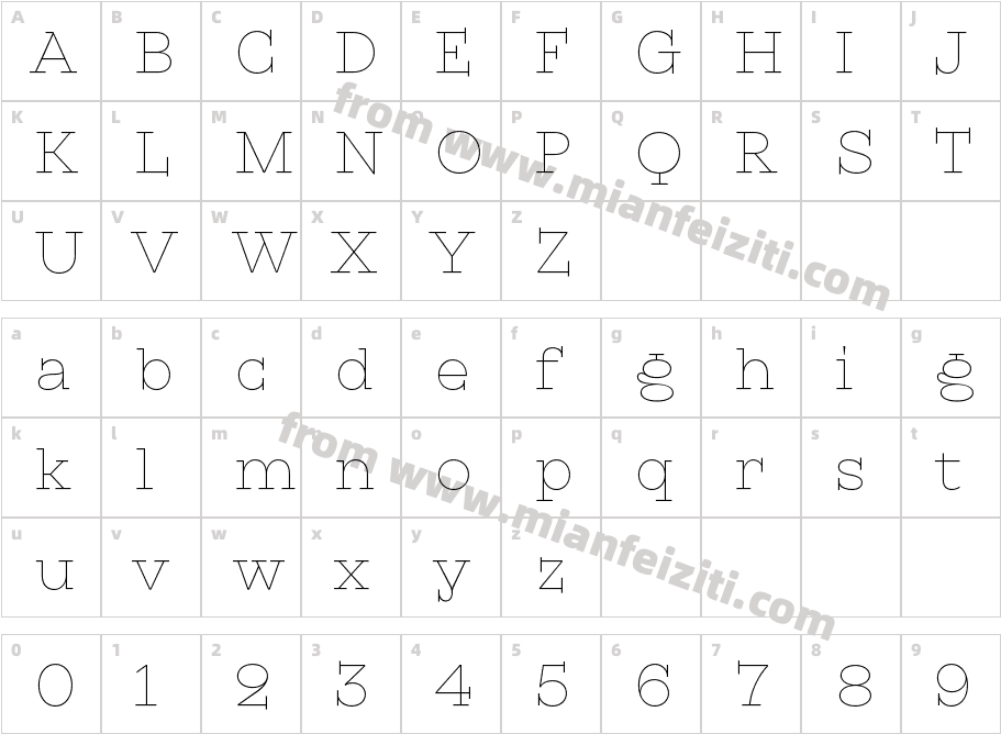 KyivType Serif Thin字体字体映射图