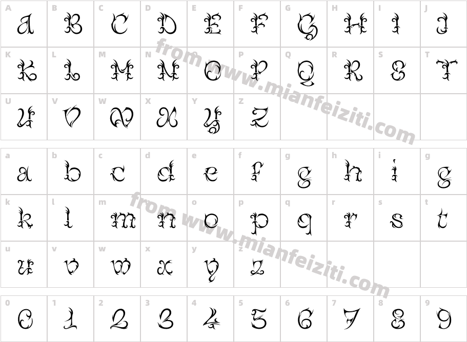 Tribalium Neue Regular字体字体映射图