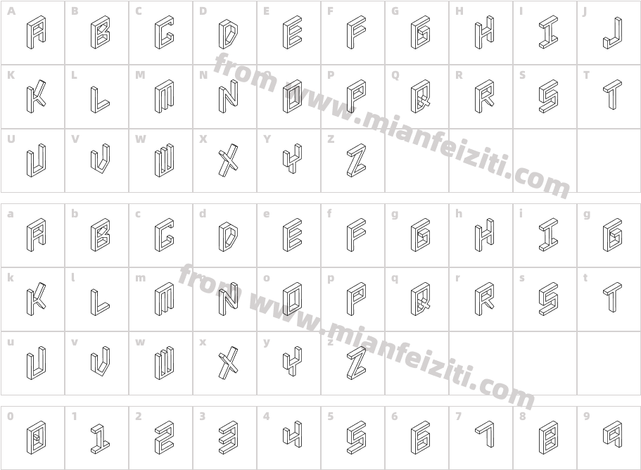 3D Isometric字体字体映射图