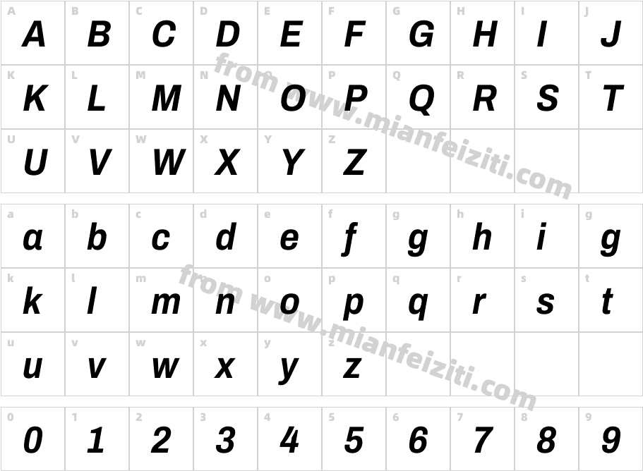 Archivo SemiCondensed Bold Italic字体字体映射图