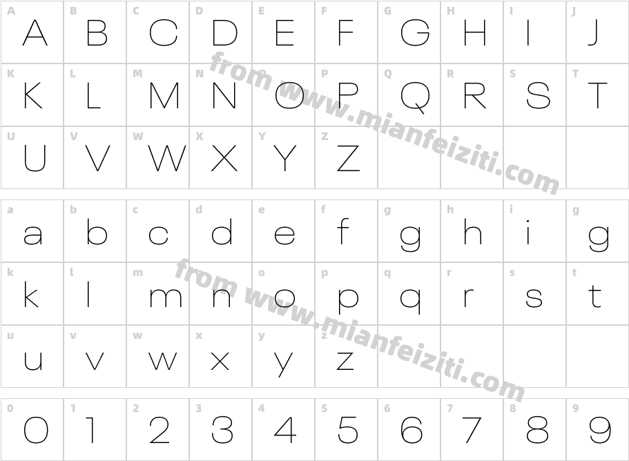 Neue Plak W04 Extended Thin字体字体映射图
