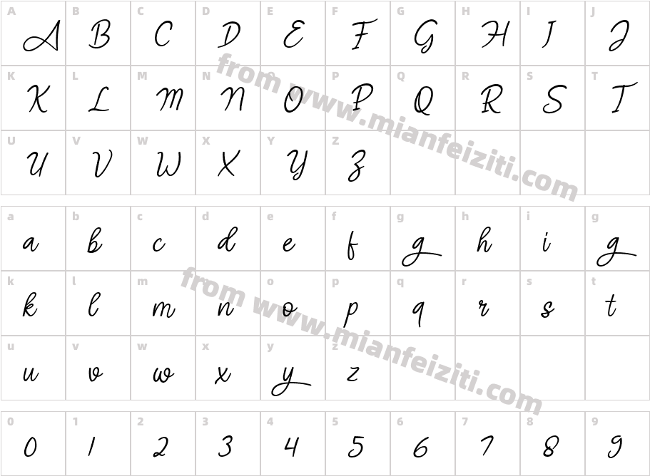 Angel Signature Italic字体字体映射图