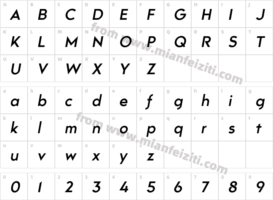 Trakya Sans 700 Medium Italic字体字体映射图