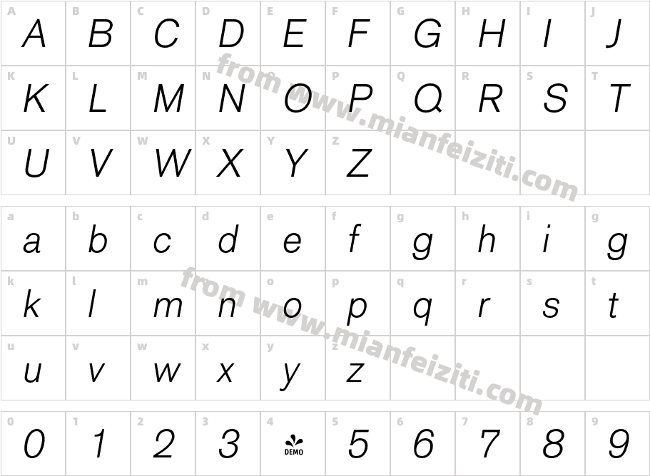 FSD Classic Sans LightItalic字体字体映射图