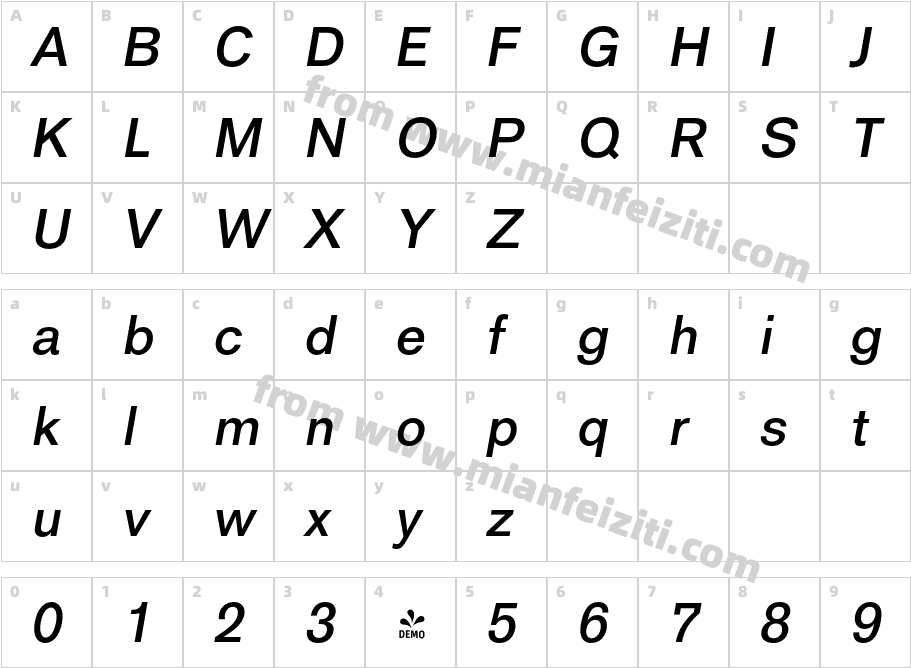 FSD Classic Sans MediumItalic字体字体映射图