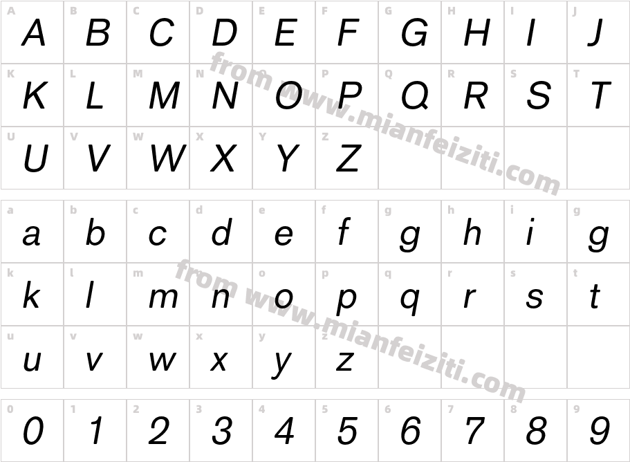 Classic Sans Rounded Roman Italic字体字体映射图