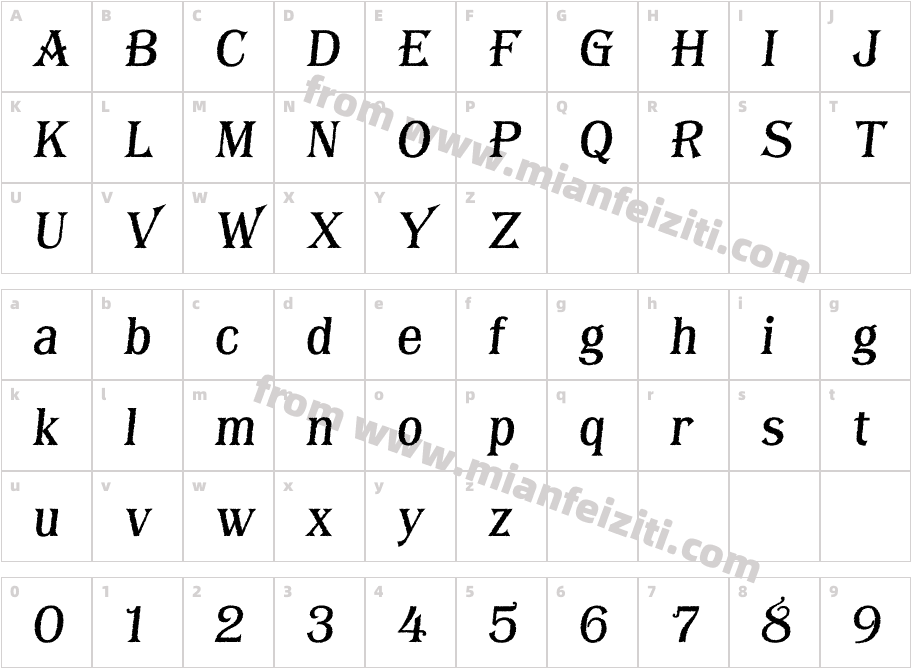 Bay Tavern X Plain W05 Italic字体字体映射图