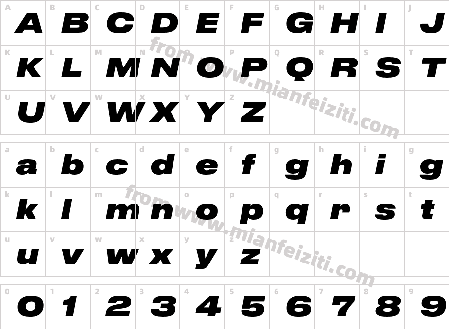Druk TextWideTrial SuperItalic字体字体映射图