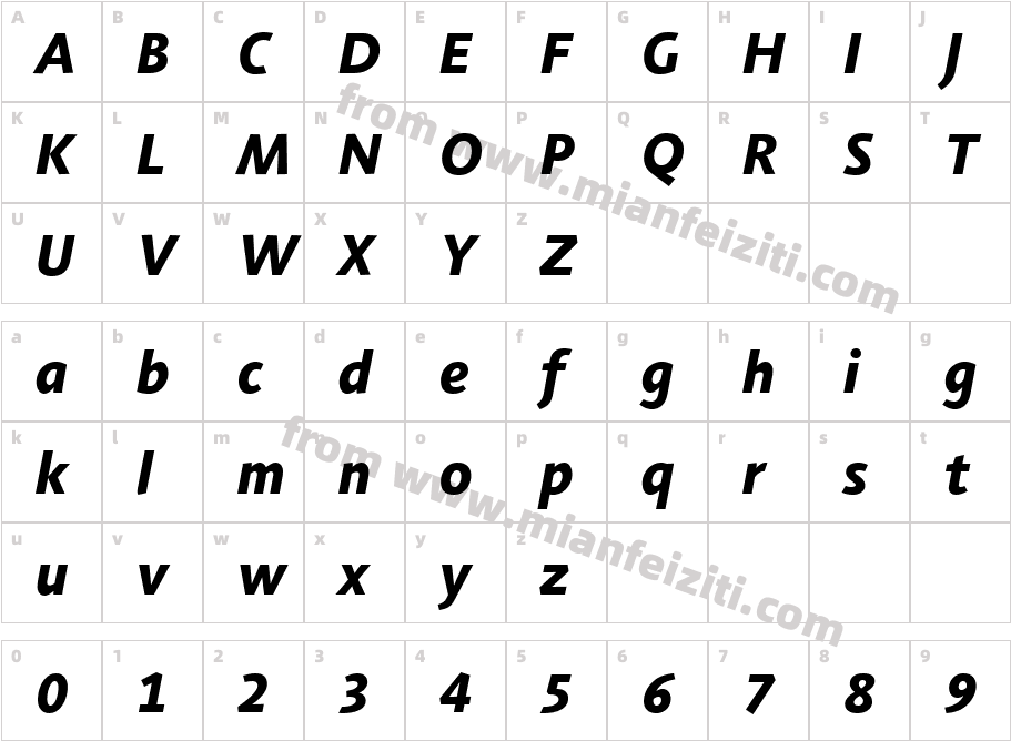 Agilita LT W04 Heavy Italic字体字体映射图