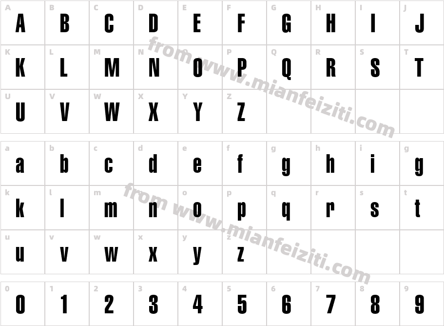 Helvetica Com Extra Compressed字体字体映射图