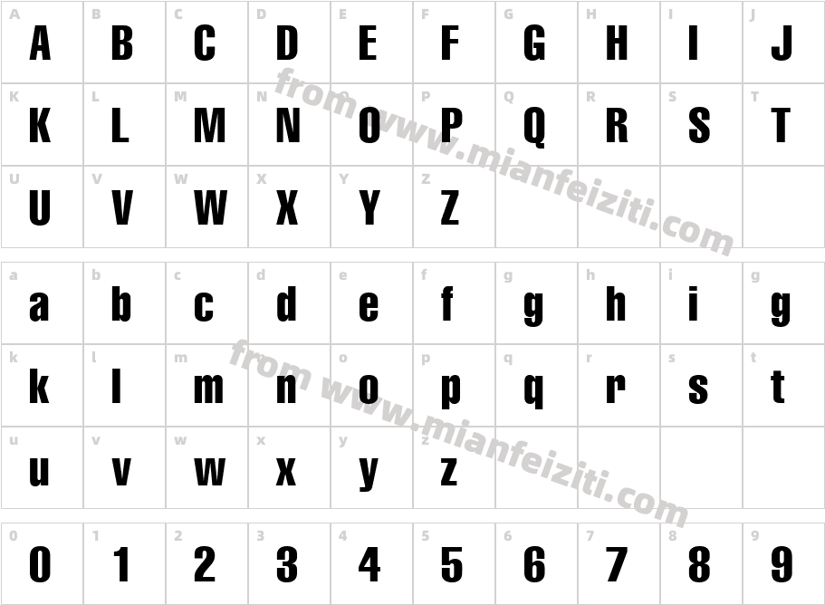 Helvetica Compressed字体字体映射图