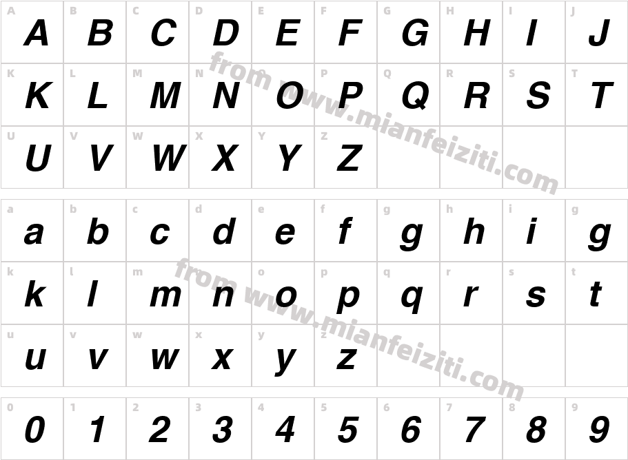 Helvetica Cyrillic Bold Oblique字体字体映射图